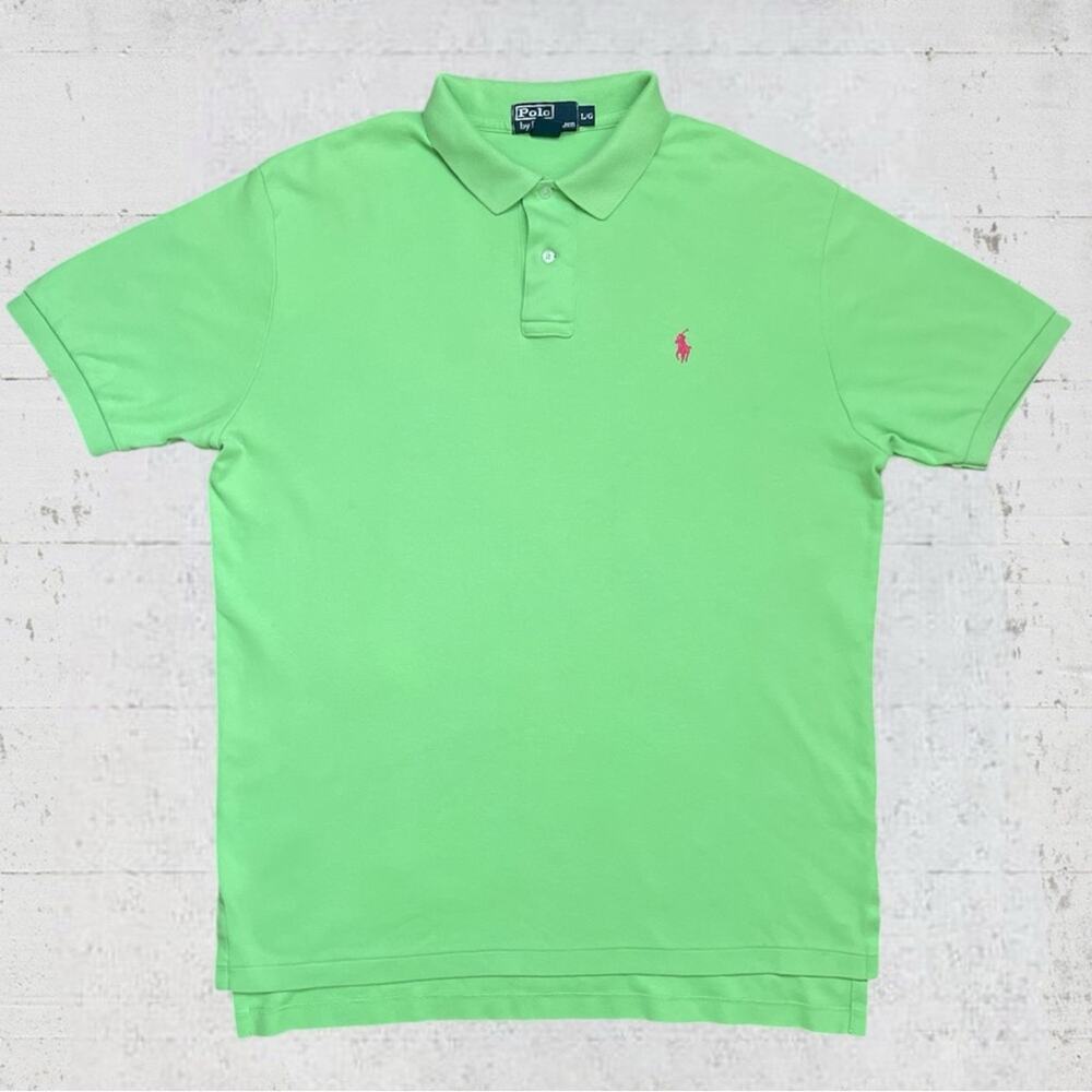 Polo Ralph Lauren Iconic Polo Shirt Smooth Knit Lime Green Large Preppy Y2K